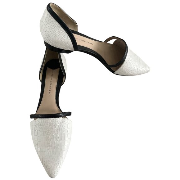 10 Crosby Derek Lam Designer Black & White Crocodile Leather Womens Shoes Sz 8M - Picture 2 of 8